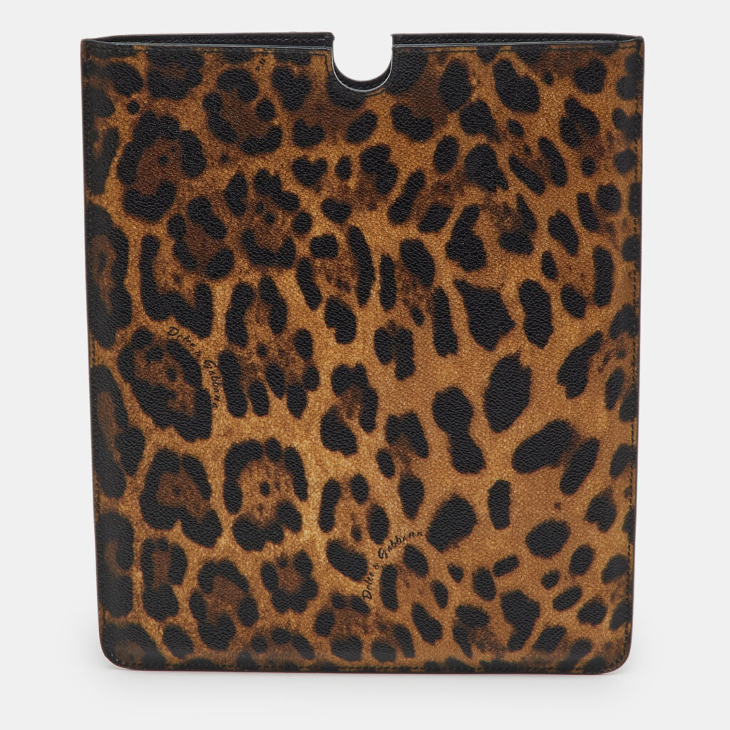 Dolce & Gabbana Brown Leopard Print Coated Canvas Ipad Case Dolce & Gabbana Brown Leopard Print Coated Canvas Ipad Case