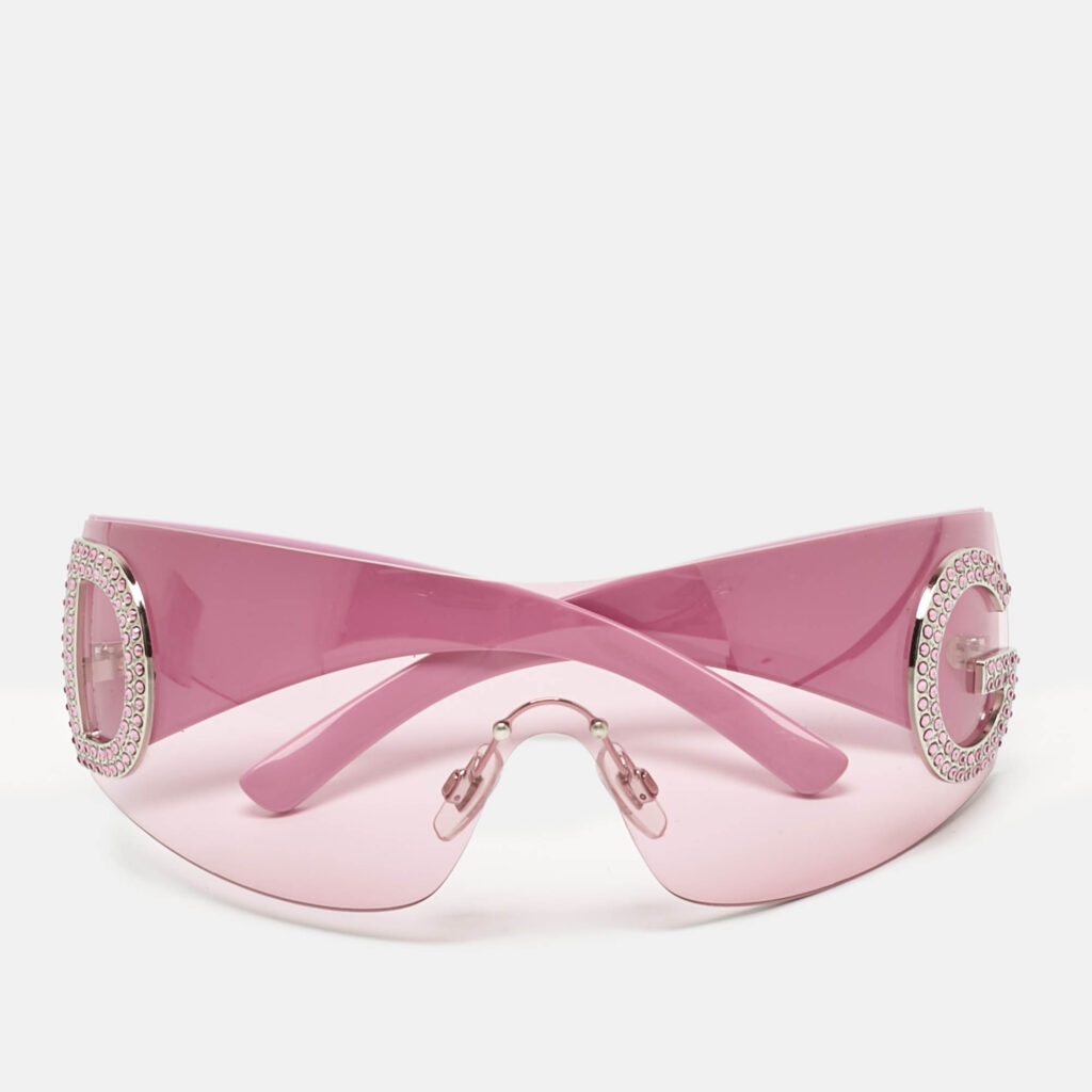 Dolce & Gabbana Pink DG Crystals Shield Sunglasses Dolce & Gabbana Pink DG Crystals Shield Sunglasses