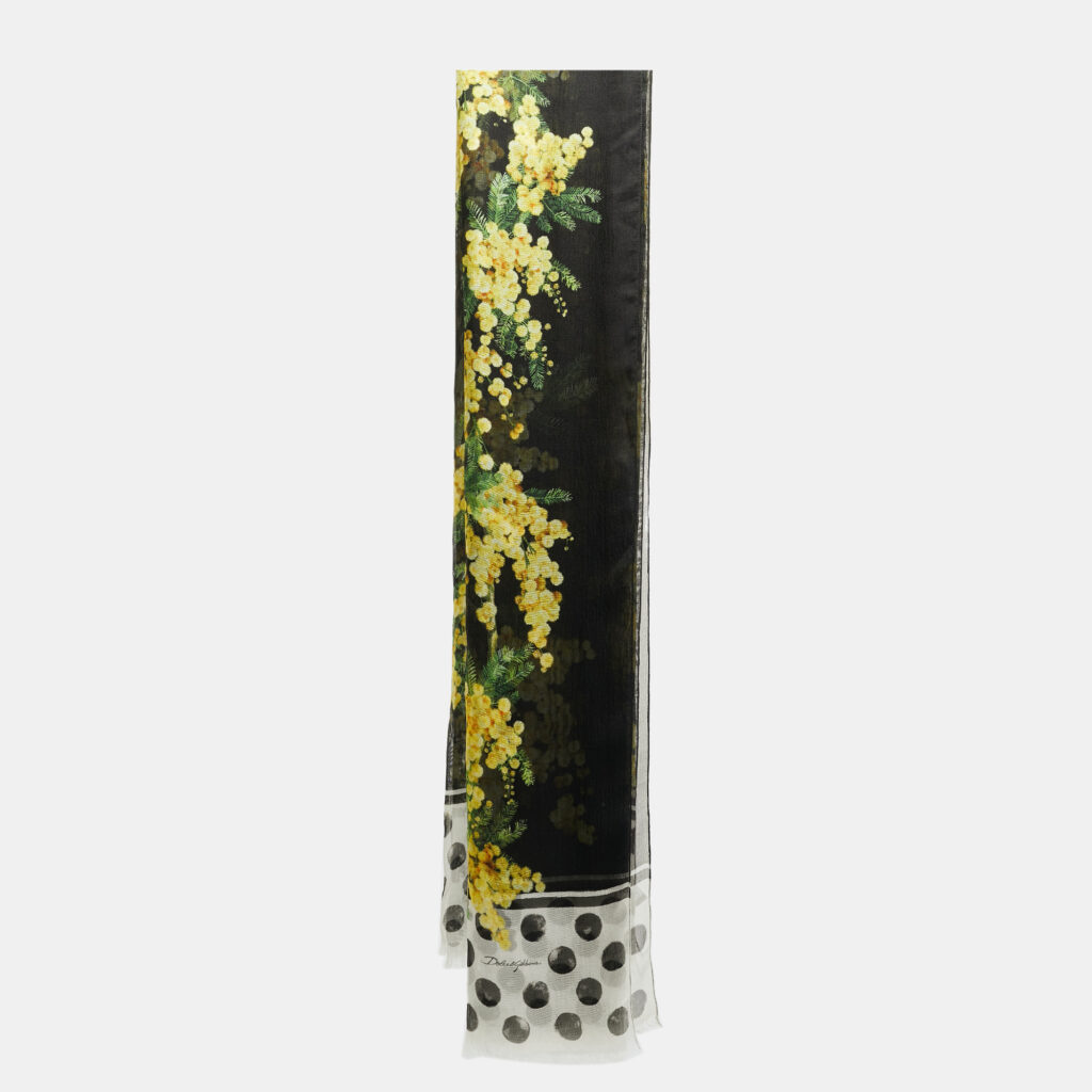 Dolce & Gabbana Black Floral Print Silk Scarf Dolce & Gabbana Black Floral Print Silk Scarf
