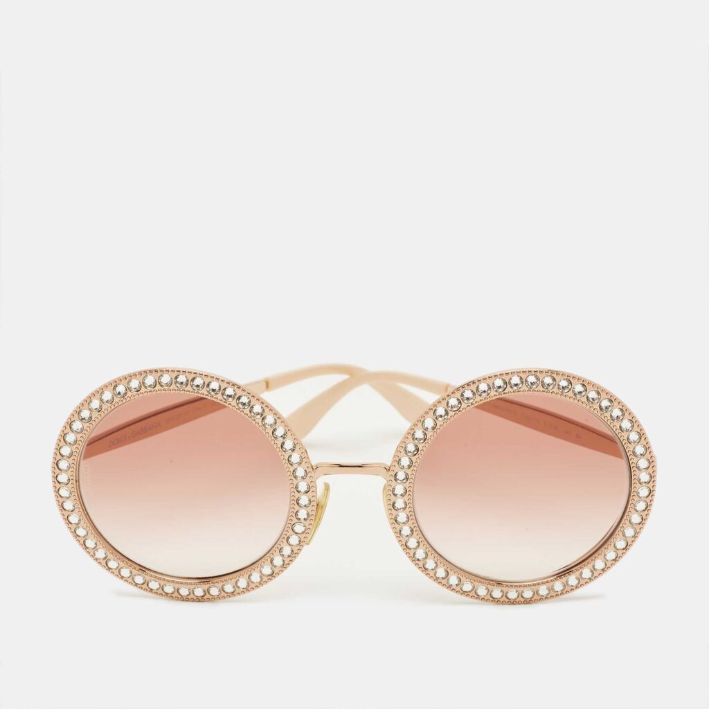 luxury-women-dolcegabbana-used-accessories-p1222358-001-1.jpg Dolce and Gabbana Rose Gold Gradient DG2170 B Crystals Round Sunglasses