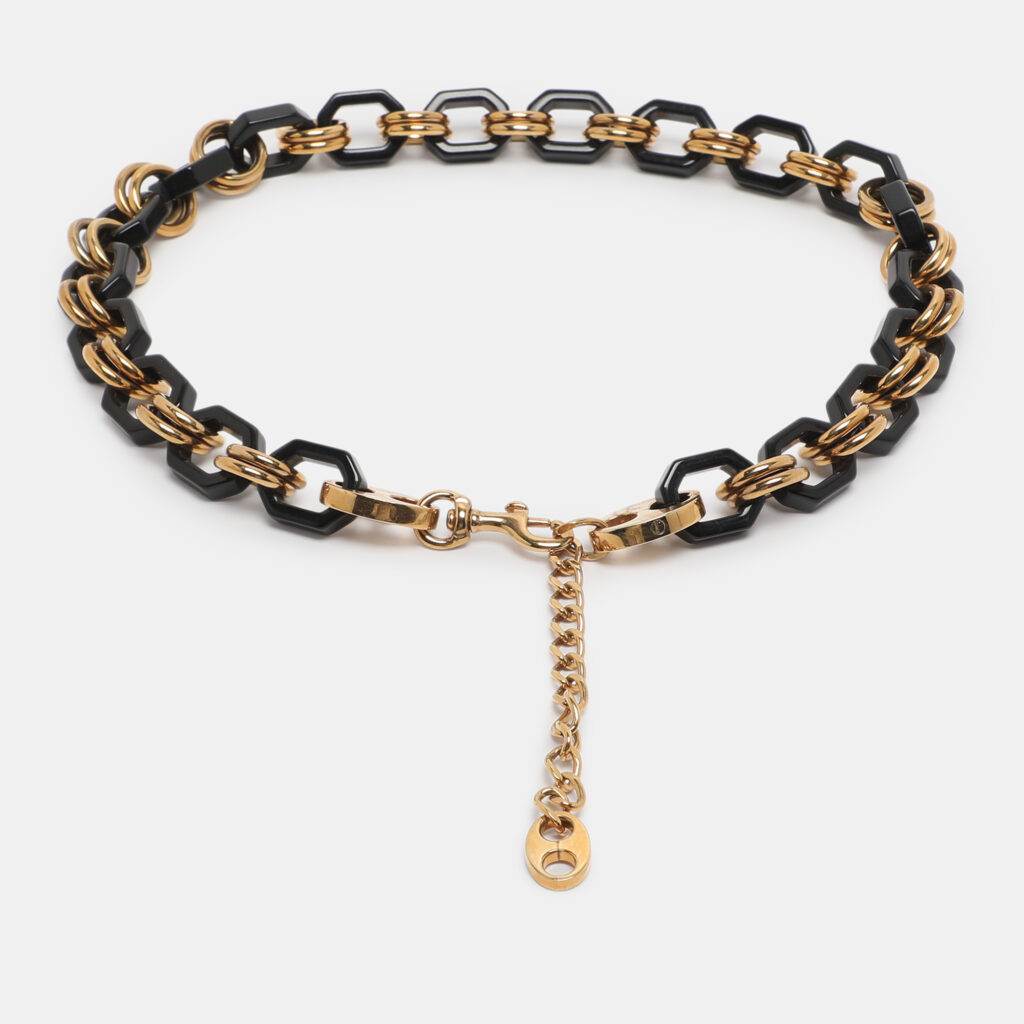 Dolce & Gabbana Black/Gold Tone Hardware and Resin Chain Waist Belt 75CM Dolce & Gabbana Black/Gold Tone Hardware and Resin Chain Waist Belt 75CM