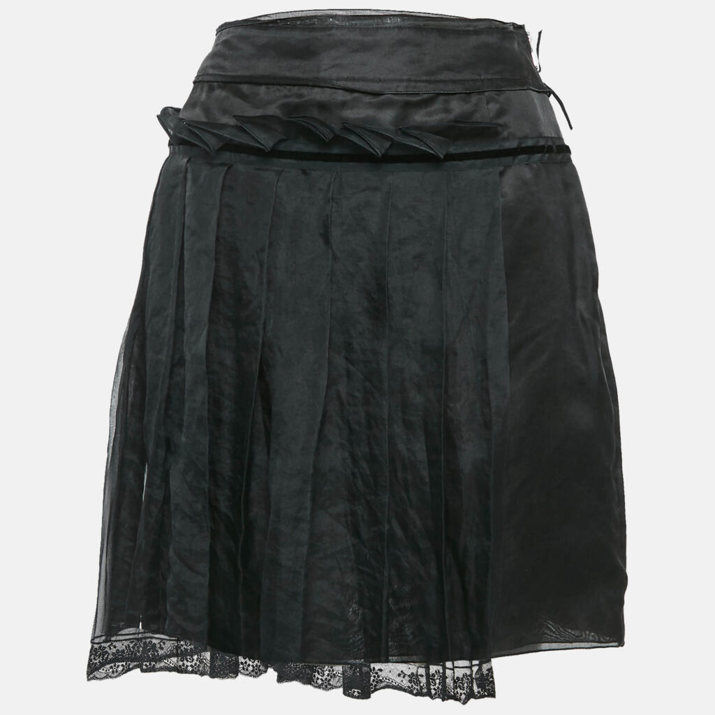 Dolce & Gabbana Black Crepe Pleated Mini Skirt L Dolce & Gabbana Black Crepe Pleated Mini Skirt L