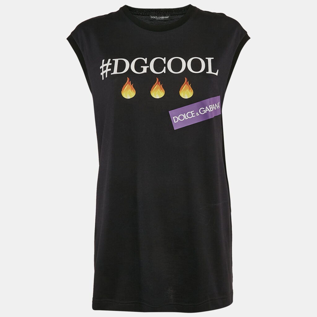 Dolce & Gabbana Black DGCOOL Print Jersey Sleeveless T-Shirt S