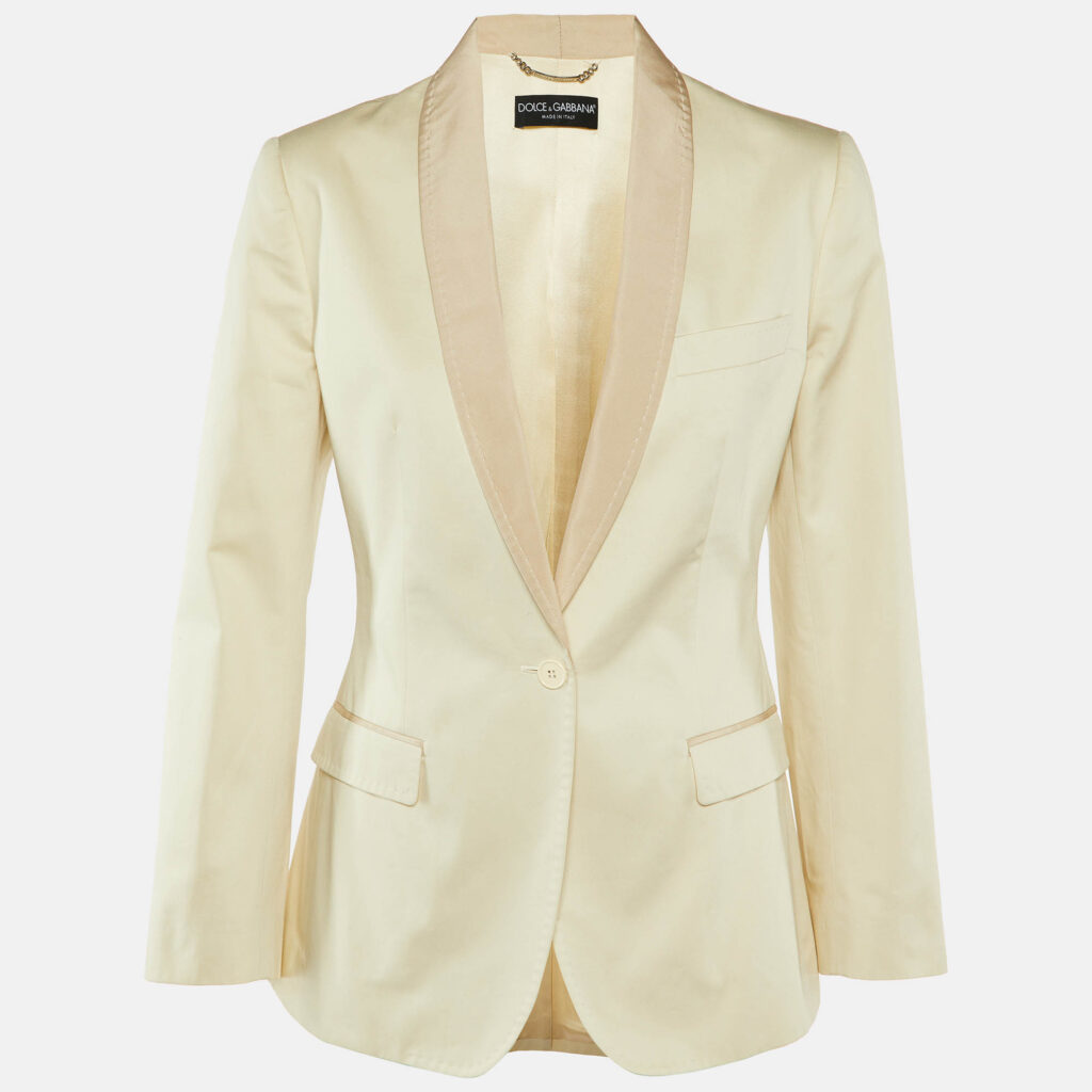 luxury-women-dolcegabbana-used-clothes-p1137189-002-1.jpg Dolce & Gabbana Cream Cotton Single Breasted Blazer M