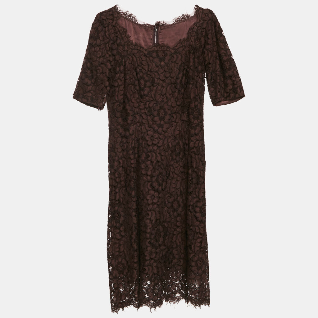 luxury-women-dolcegabbana-used-clothes-p1143322-006-1.jpg Dolce & Gabbana Brown Corded Lace Long Sleeve Midi Dress M