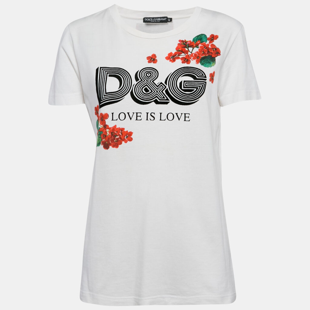 Dolce & Gabbana White Floral Print Cotton Crew Neck T-Shirt M Dolce & Gabbana White Floral Print Cotton Crew Neck T-Shirt M