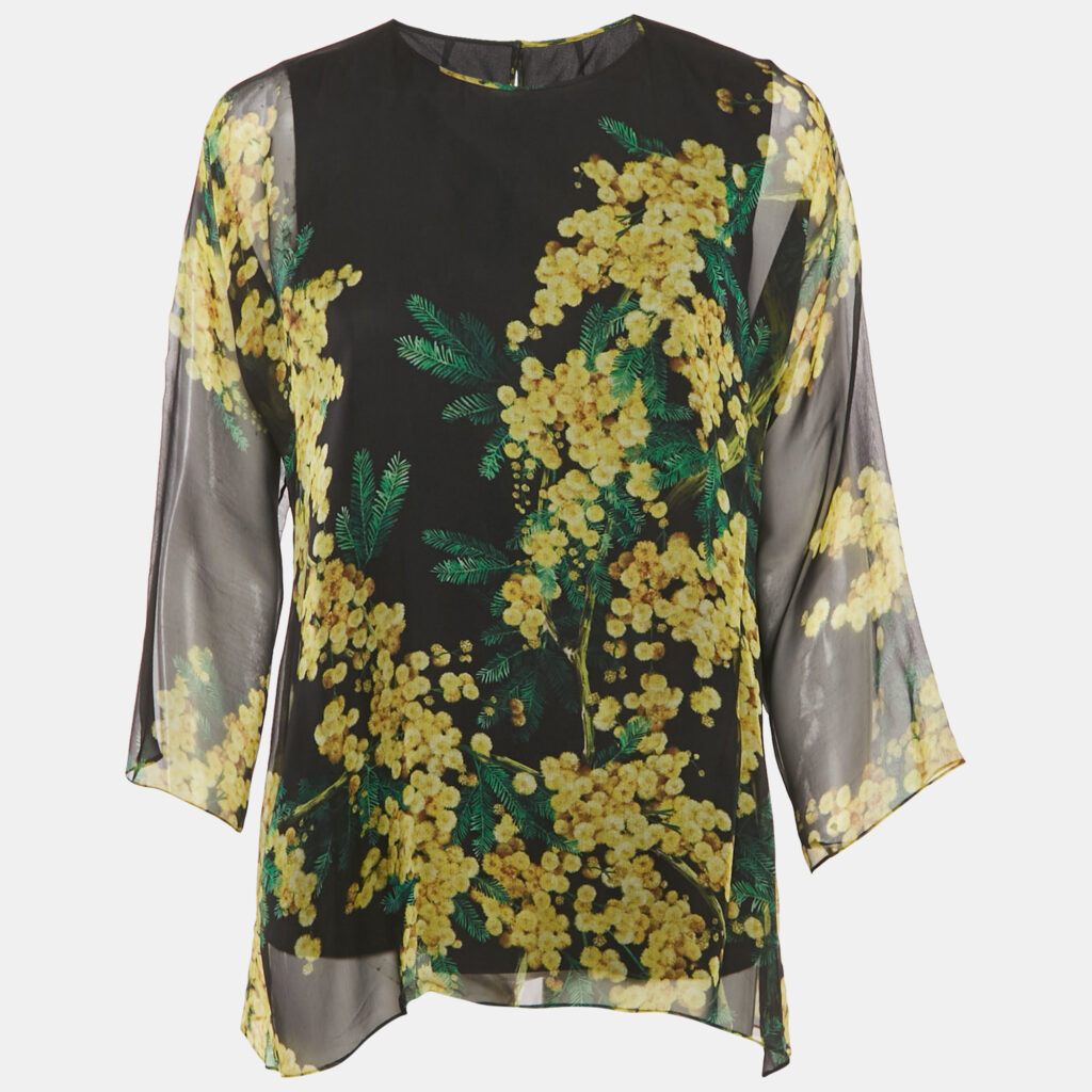 Dolce & Gabbana Black Floral Print Long Sleeve Blouse M Dolce & Gabbana Black Floral Print Long Sleeve Blouse M