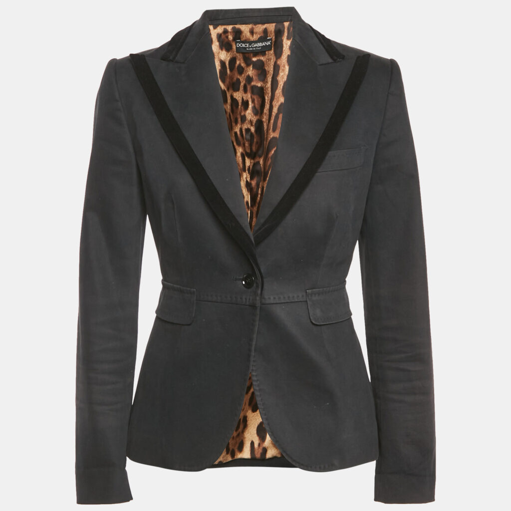 Dolce & Gabbana Black Cotton Single Breasted Blazer M