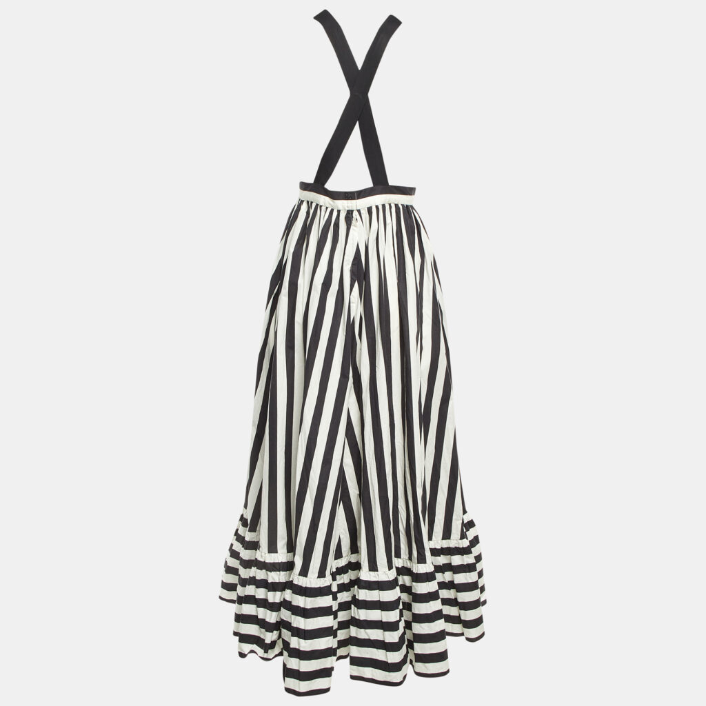 Dolce & Gabbana Black/White Striped Cotton Shoulder Strap Long Dress S Dolce & Gabbana Black/White Striped Cotton Shoulder Strap Long Dress S