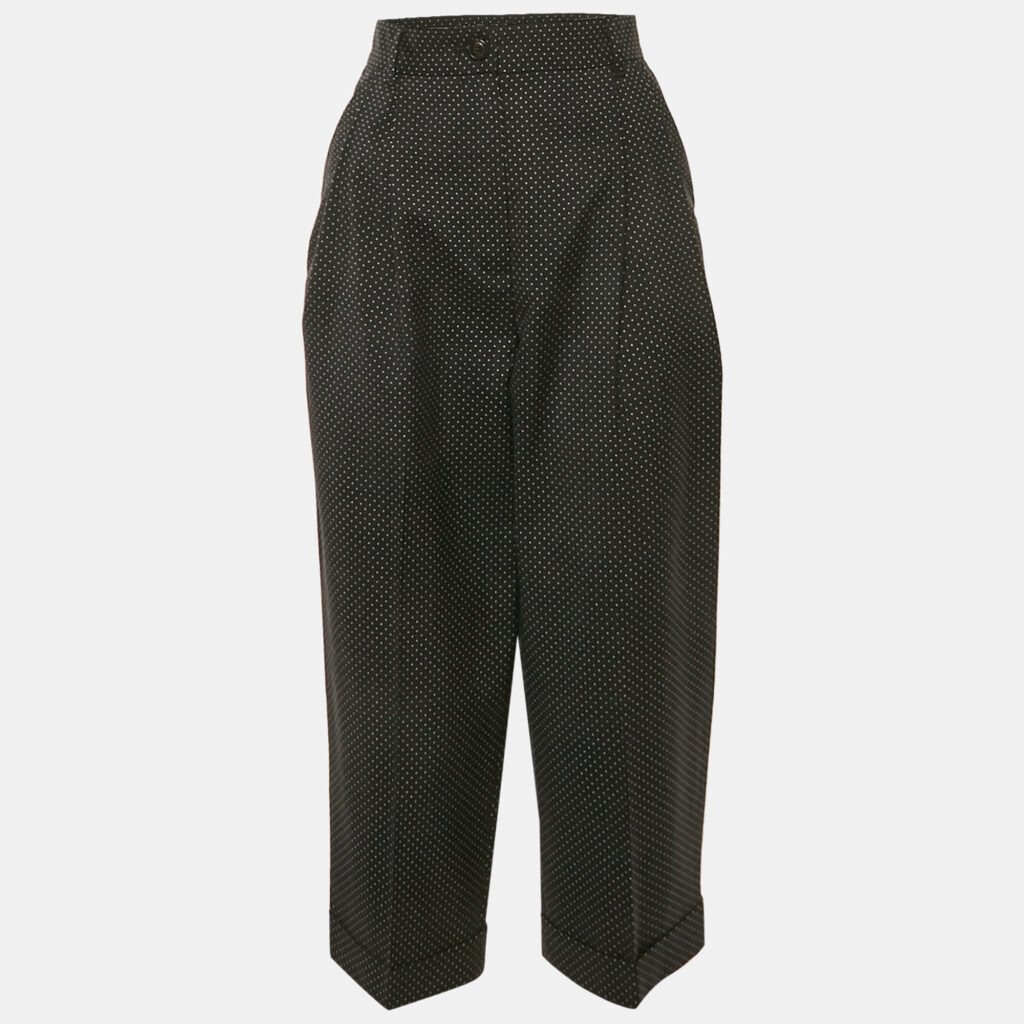 Dolce & Gabbana Black Dots Print Wool Pleated Culottes XS Dolce & Gabbana Black Dots Print Wool Pleated Culottes XS