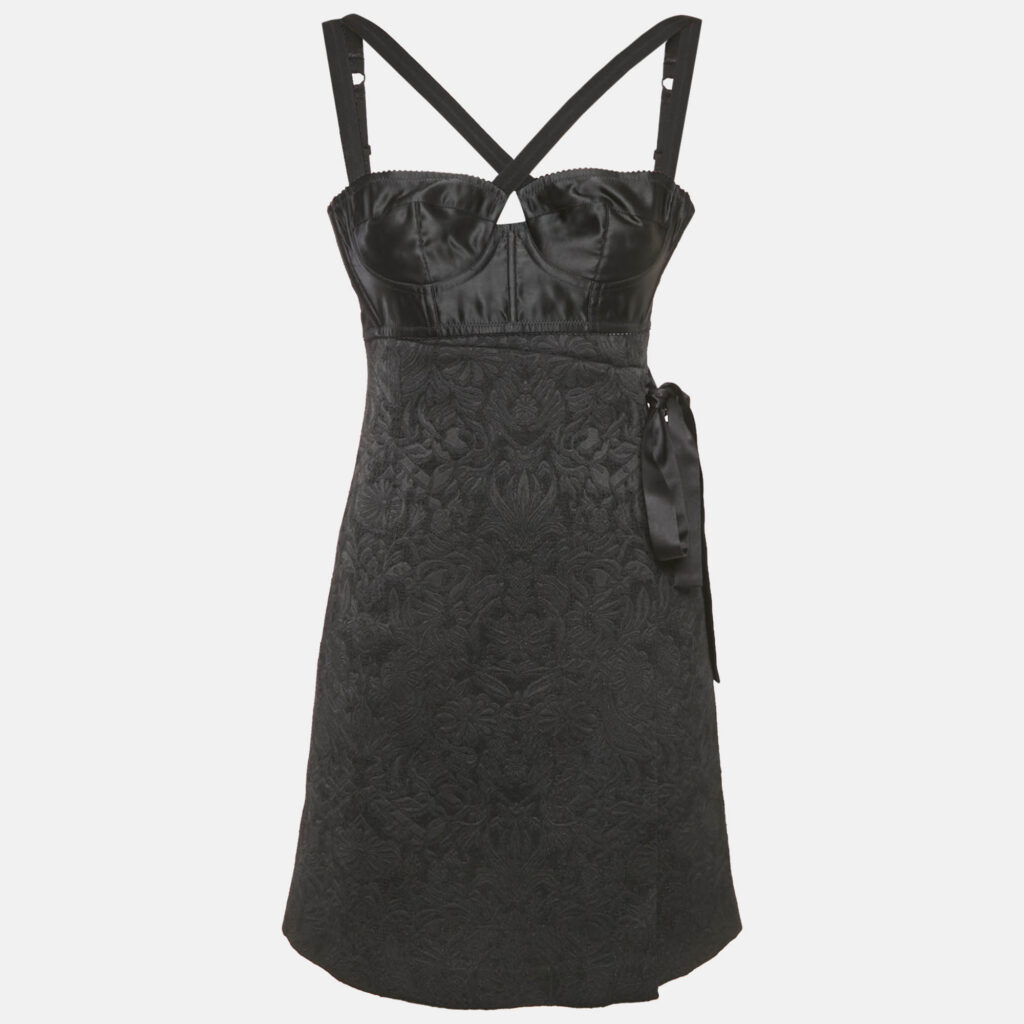 Dolce & Gabbana Black Jacquard Bustier Sleeveless Mini Dress XS Dolce & Gabbana Black Jacquard Bustier Sleeveless Mini Dress XS