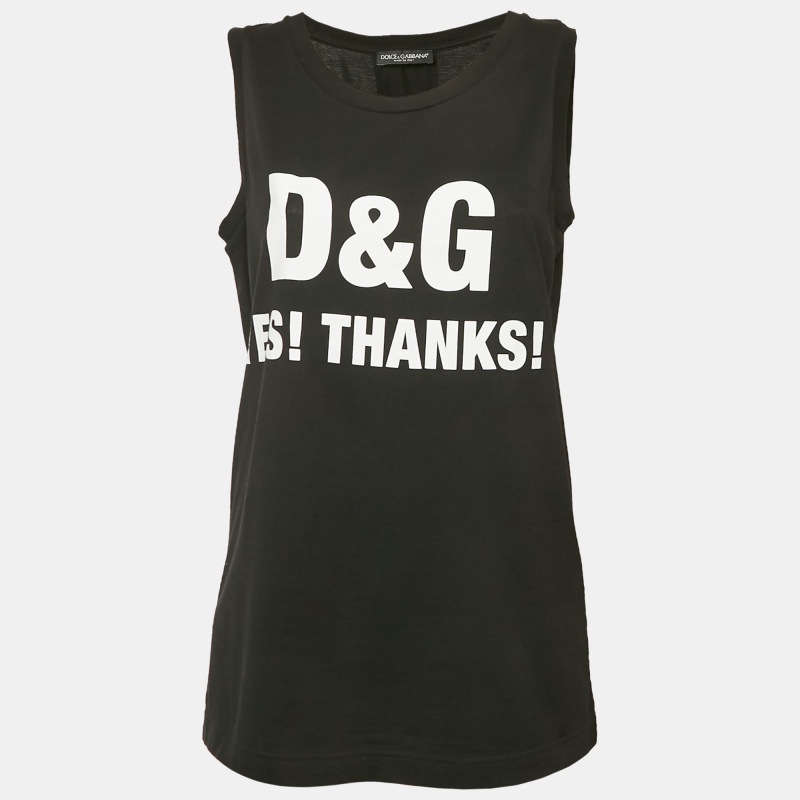 Dolce & Gabbana Black Printed Jersey Millennials Sleeveless T-Shirt S
