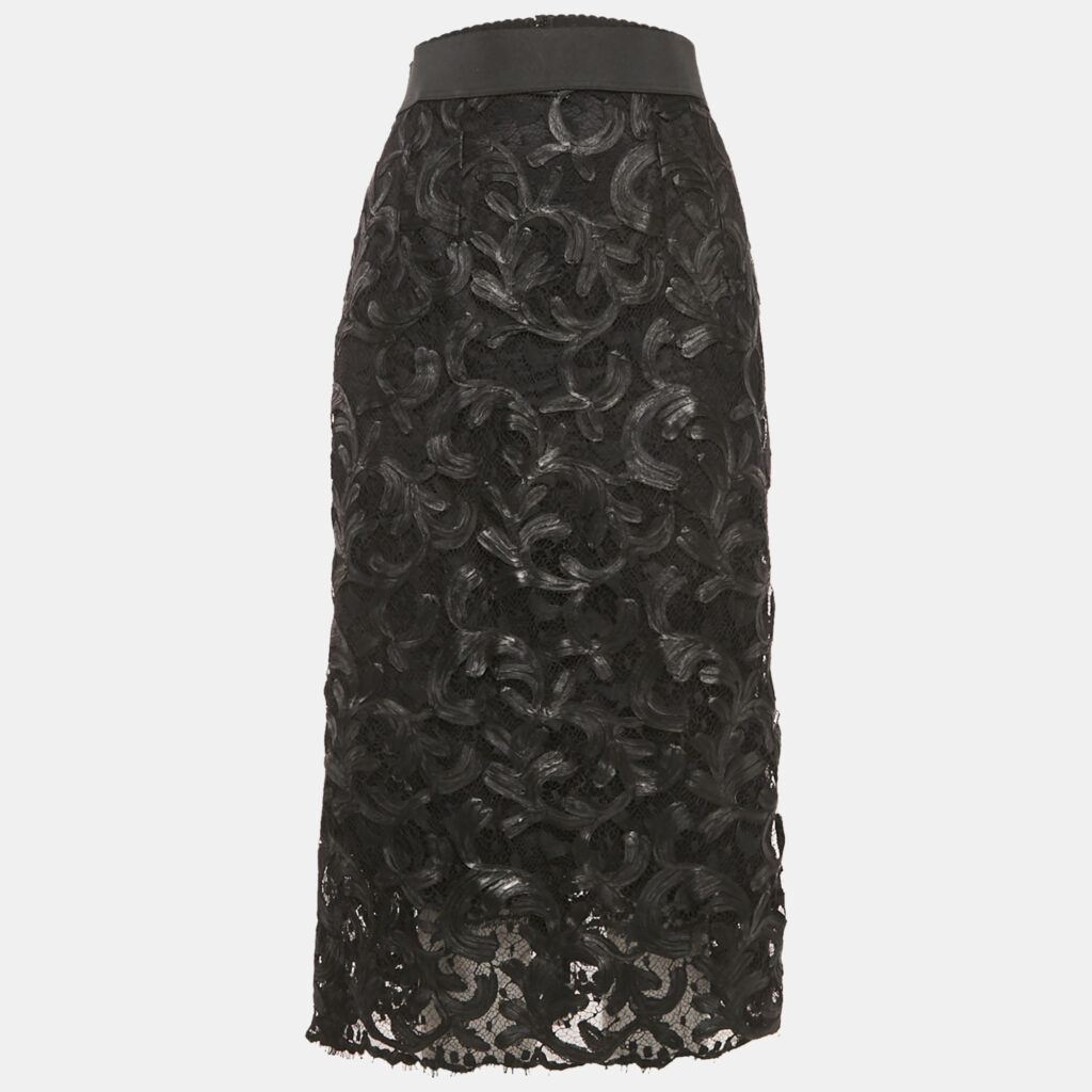 Dolce & Gabbana Black Lace Midi Skirt S Dolce & Gabbana Black Lace Midi Skirt S