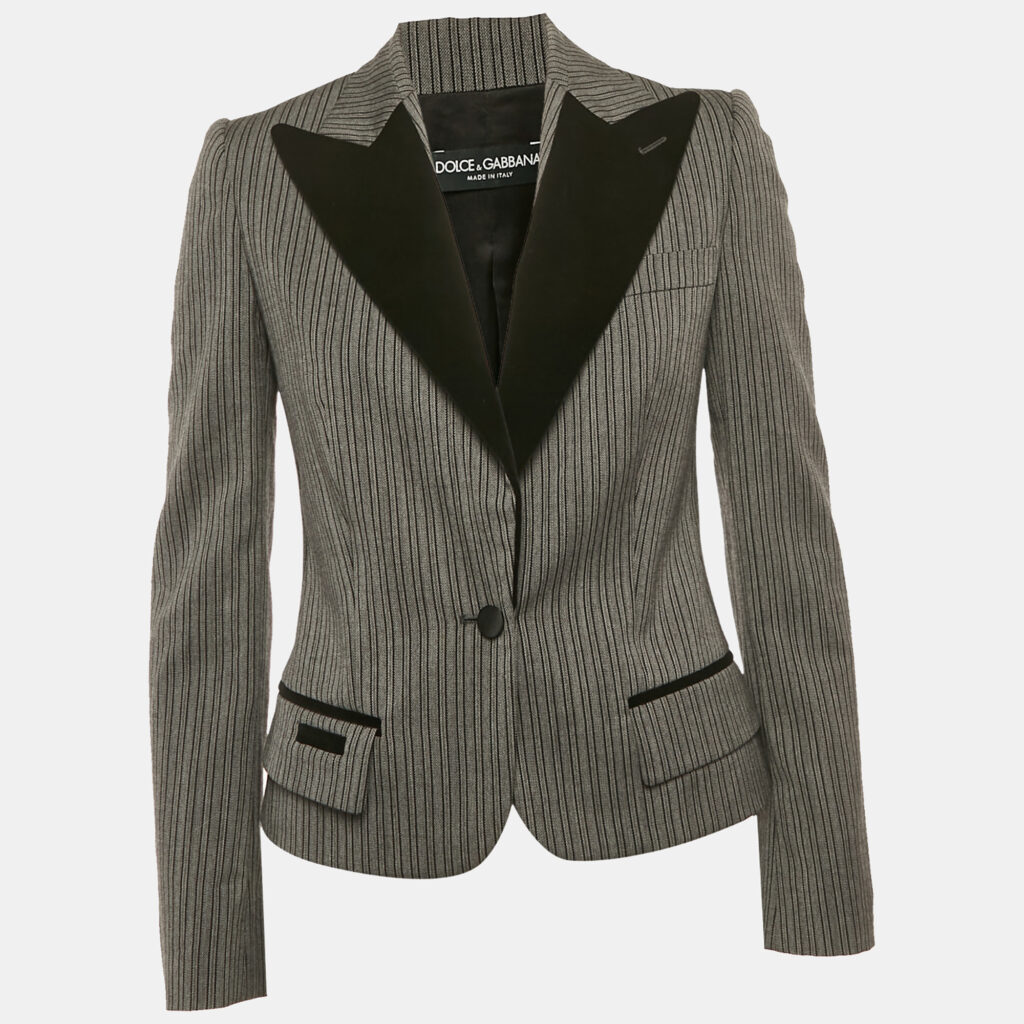 Dolce & Gabbana Grey Striped Wool Tailored Blazer S Dolce & Gabbana Grey Striped Wool Tailored Blazer S