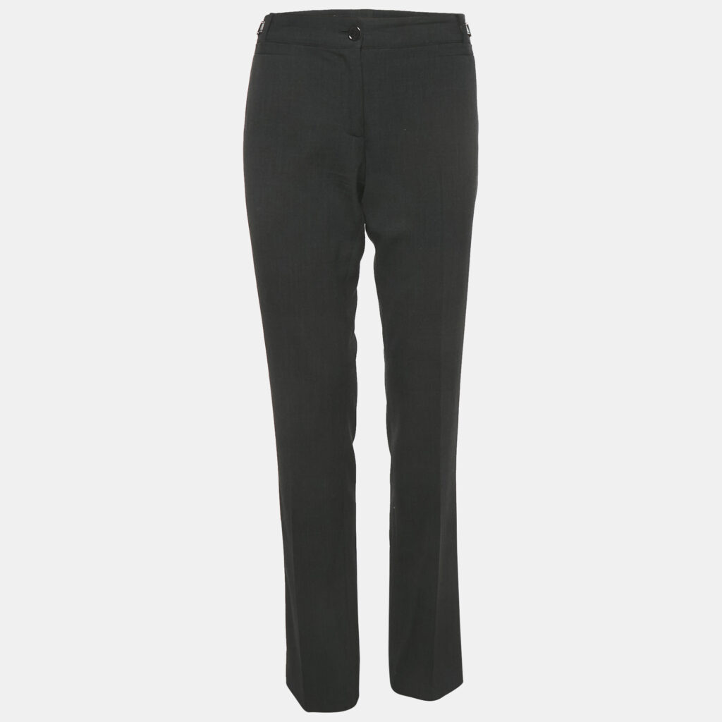 Dolce & Gabbana Dark Grey Wool Embellished Waist Detail Trouser M