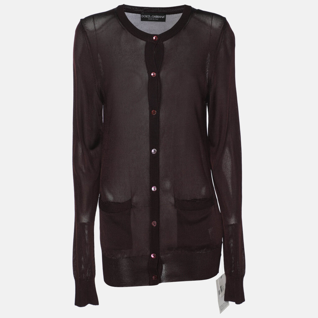 Dolce & Gabbana Brown Knit Fabric Long Sleeve Cardigan S Dolce & Gabbana Brown Knit Fabric Long Sleeve Cardigan S