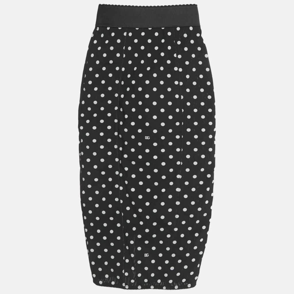 Dolce & Gabbana Black Polka Dot Print Mesh Midi Skirt XS Dolce & Gabbana Black Polka Dot Print Mesh Midi Skirt XS
