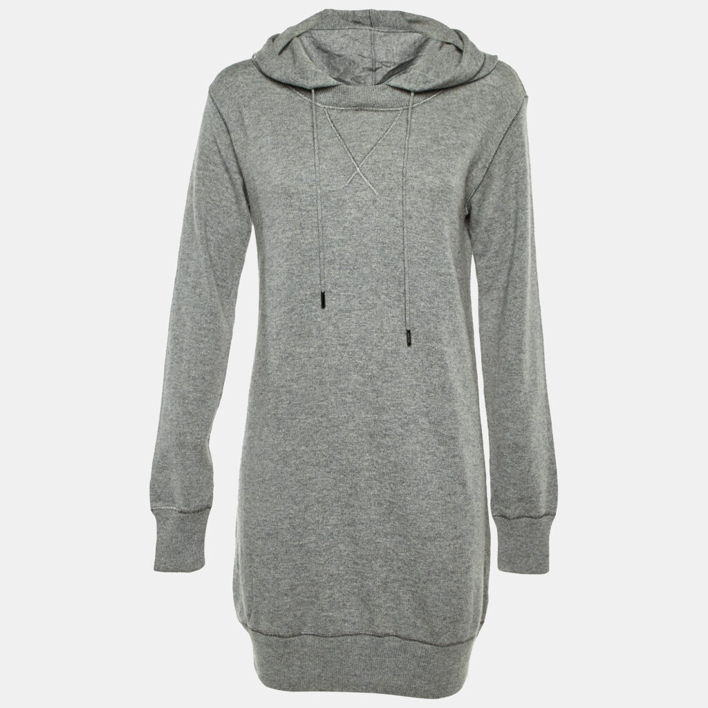 Dolce & Gabbana Grey Wool Knit Hooded Sweater Dress S Dolce & Gabbana Grey Wool Knit Hooded Sweater Dress S