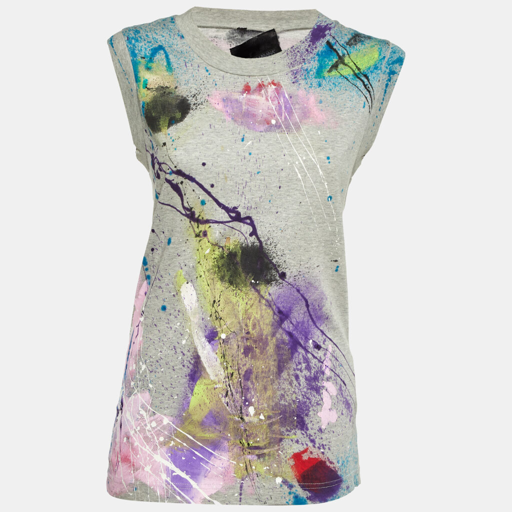 Dolce & Gabbana Grey Hand Painted Cotton Knit Limited Edition Tank Top S Dolce & Gabbana Grey Hand Painted Cotton Knit Limited Edition Tank Top S