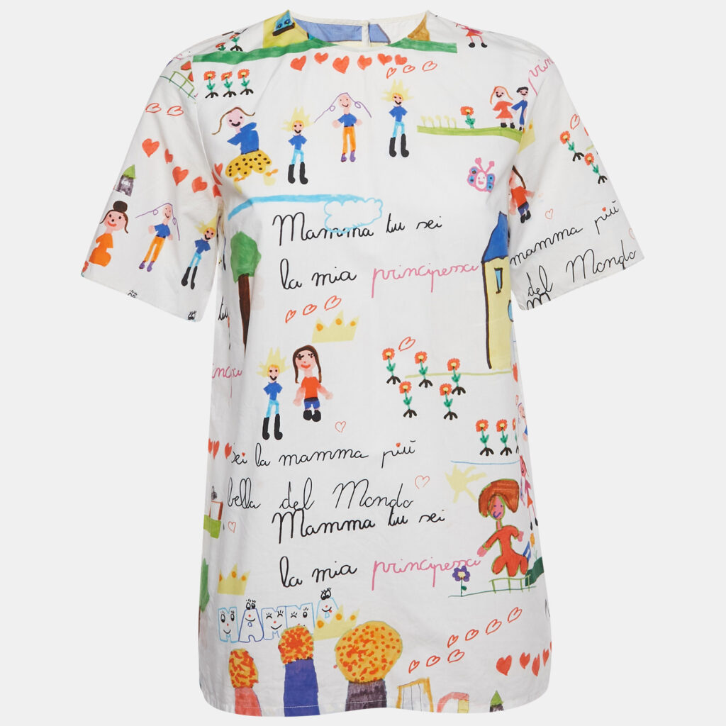 Dolce & Gabbana White Kid's Drawing Cotton Top S