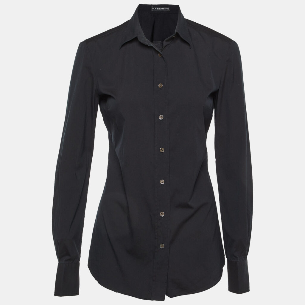 Dolce & Gabbana Black Cotton Button Front S