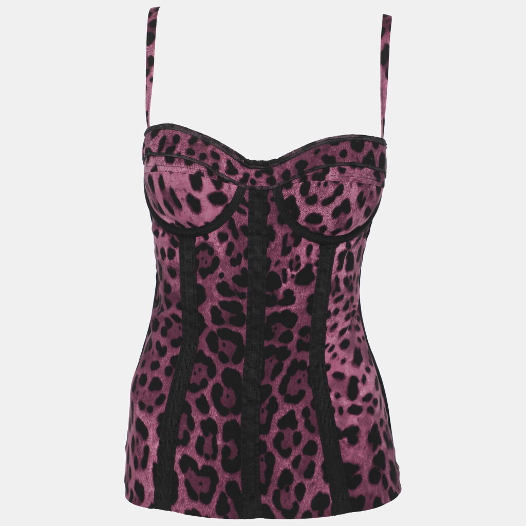 Dolce & Gabbana Purple/Black Silk Blend Bustier Top M Dolce & Gabbana Purple/Black Silk Blend Bustier Top M