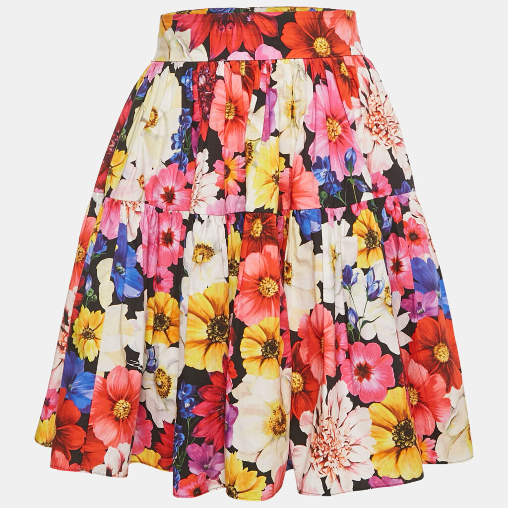 Dolce & Gabbana Multicolor Garden Print Cotton Mini Skirt L