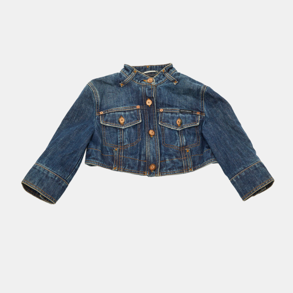 Dolce & Gabbana Blue Denim Button Front Cropped Jacket S