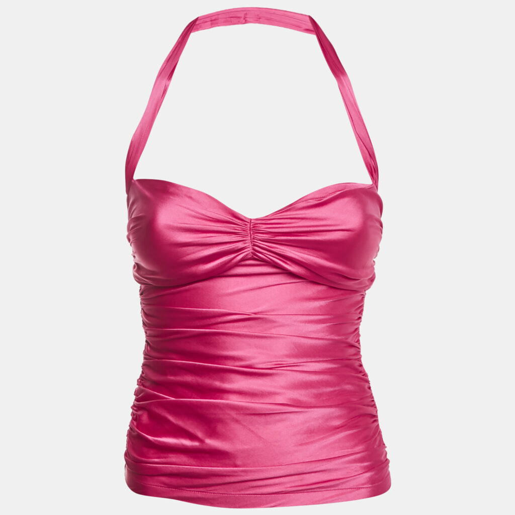 Dolce & Gabbana Pink Satin Ruched Halter Neck top XS Dolce & Gabbana Pink Satin Ruched Halter Neck top XS