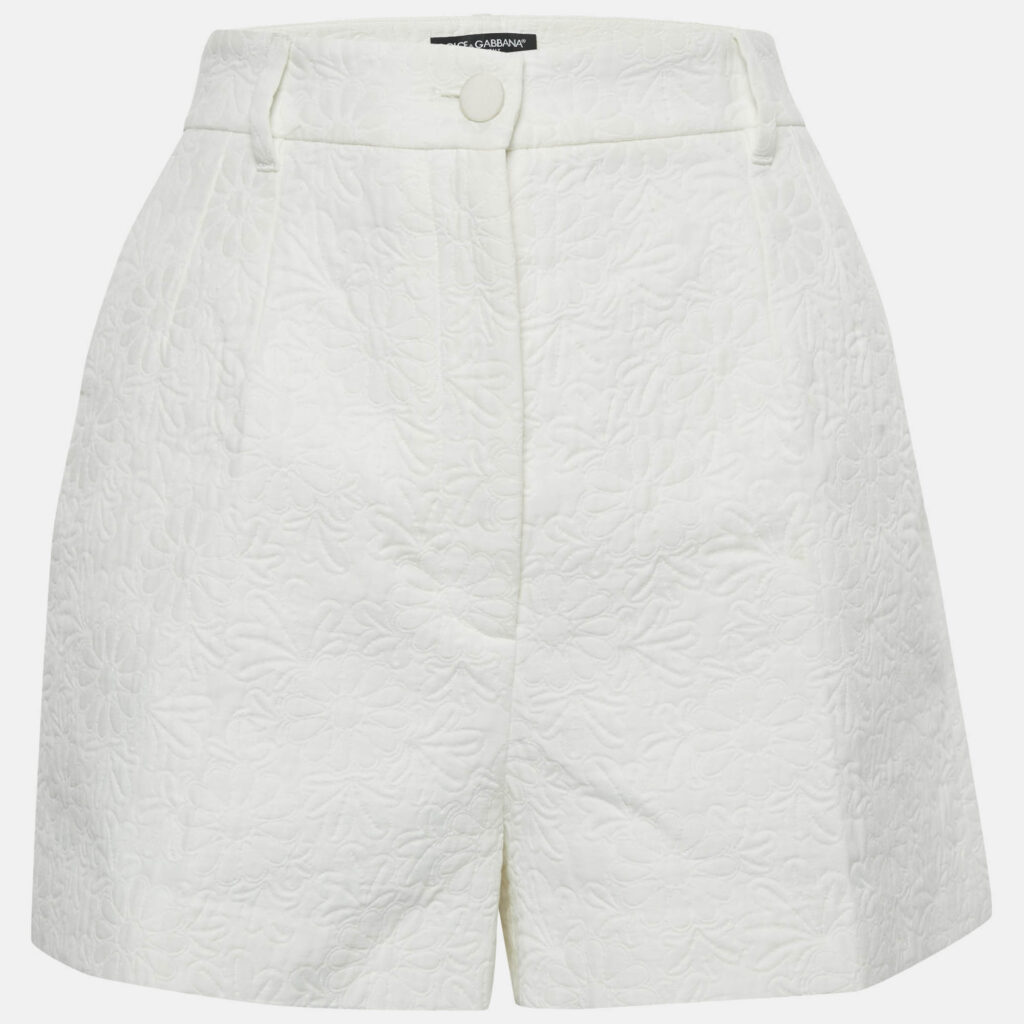 Dolce & Gabbana White Floral Jacquard Shorts M