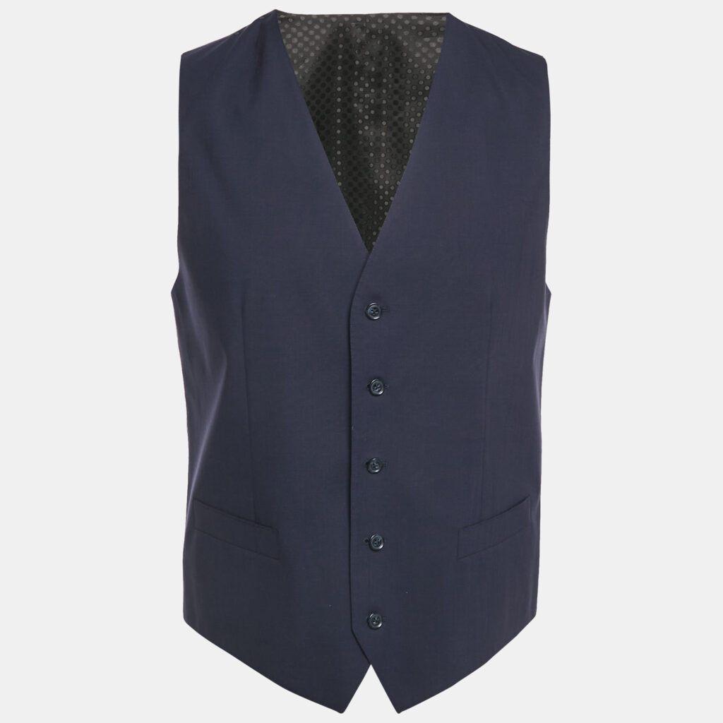 Dolce & Gabbana Navy Blue Wool Formal Vest L