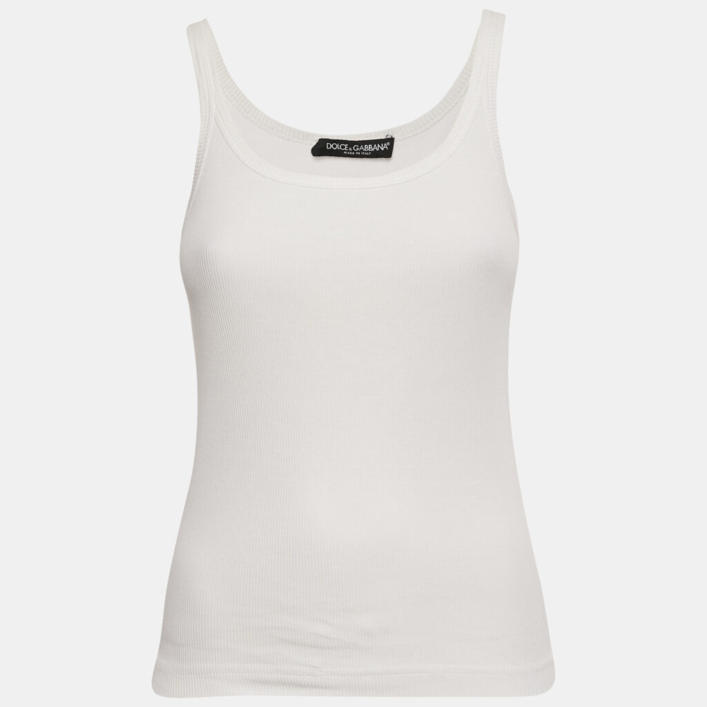 Dolce & Gabbana White Cotton Tank Top S Dolce & Gabbana White Cotton Tank Top S