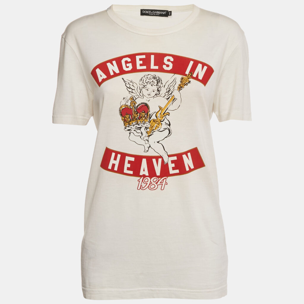Dolce & Gabbana Off-White Printed Jersey T-Shirt M Dolce & Gabbana Off-White Printed Jersey T-Shirt M