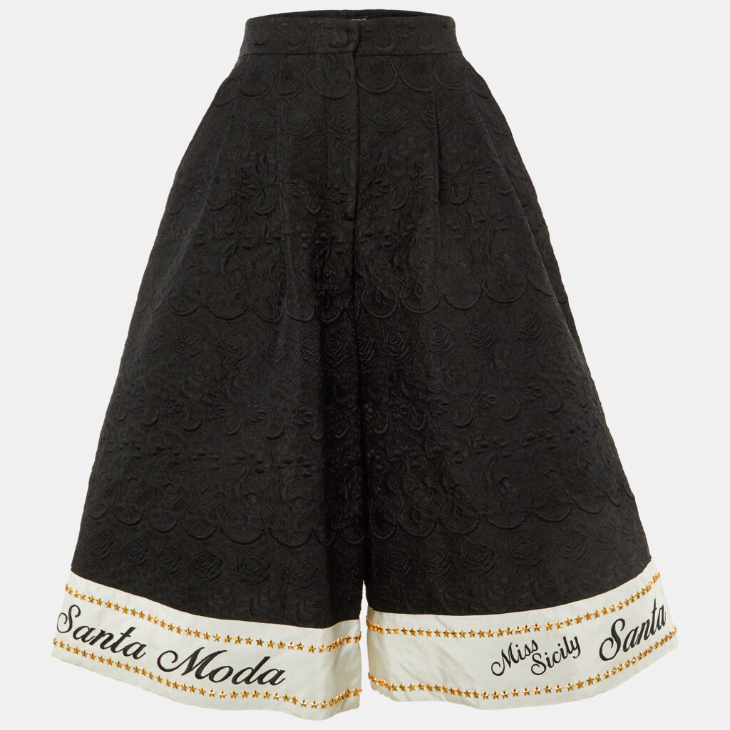 Dolce & Gabbana Black Jacquard Star Studded Culottes S Dolce & Gabbana Black Jacquard Star Studded Culottes S
