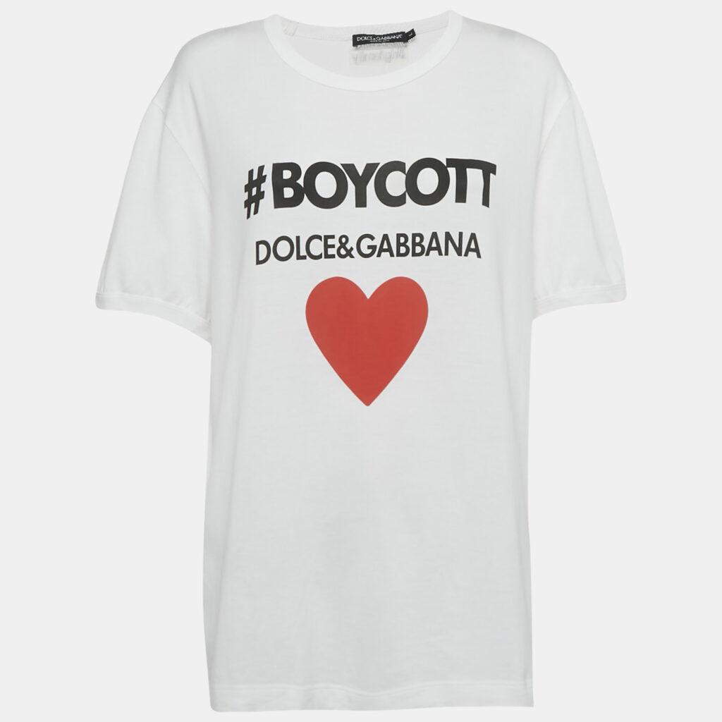 Dolce & Gabbana White Logo Boycott Cotton T-Shirt L