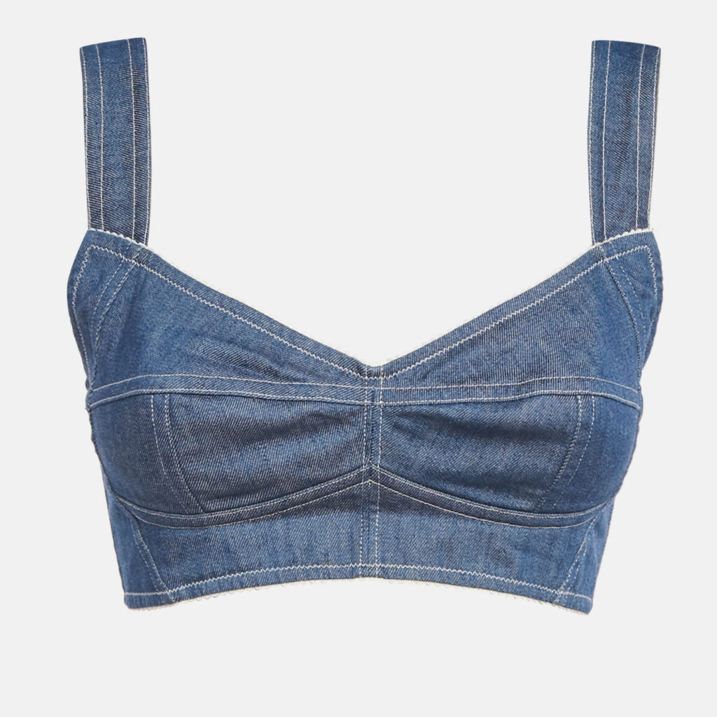 Dolce & Gabbana Blue Denim Bustier Top S Dolce & Gabbana Blue Denim Bustier Top S