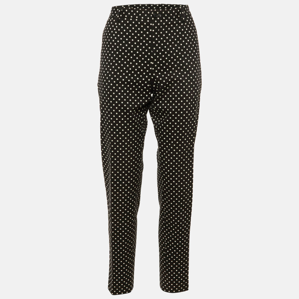 Dolce & Gabbana Black Polka Dot Cotton Trousers L Dolce & Gabbana Black Polka Dot Cotton Trousers L