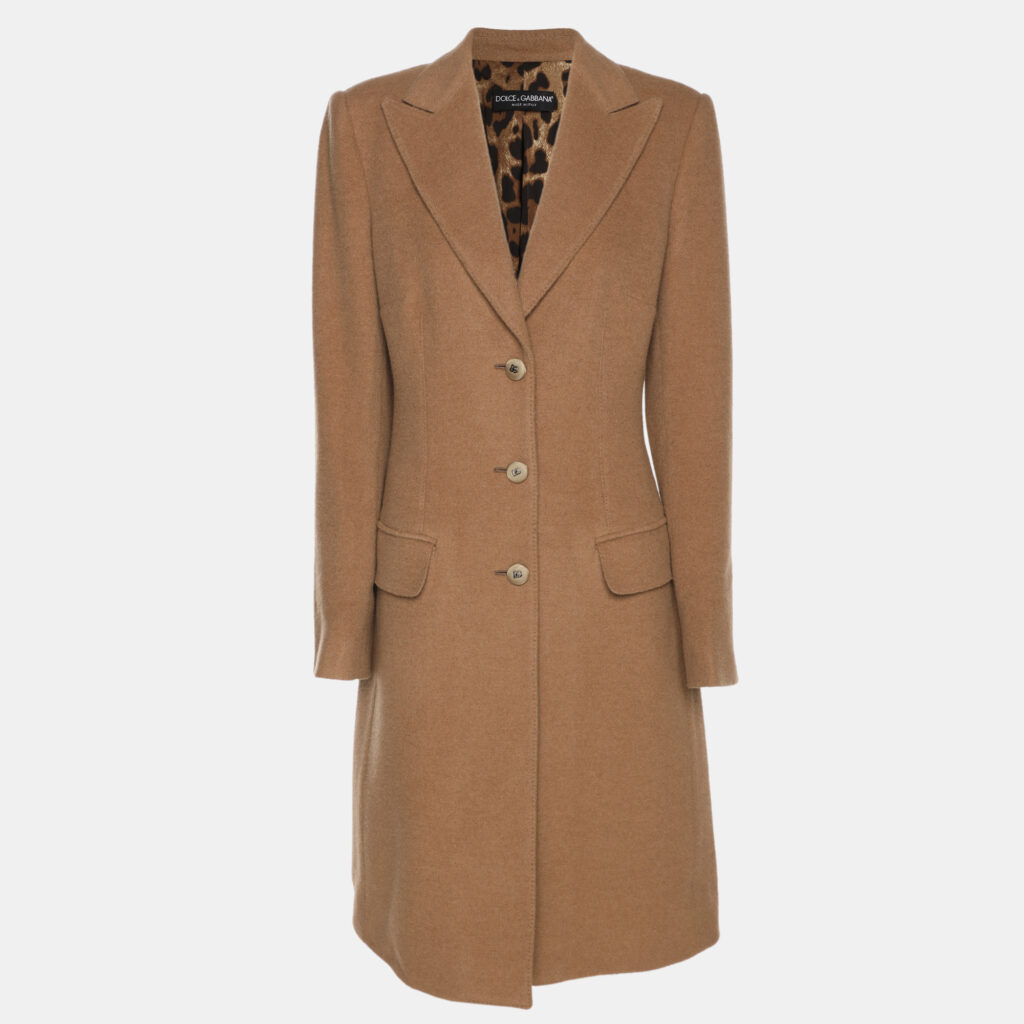 Dolce & Gabbana Beige Camel Double Breasted Mid Length Coat M Dolce & Gabbana Beige Camel Double Breasted Mid Length Coat M