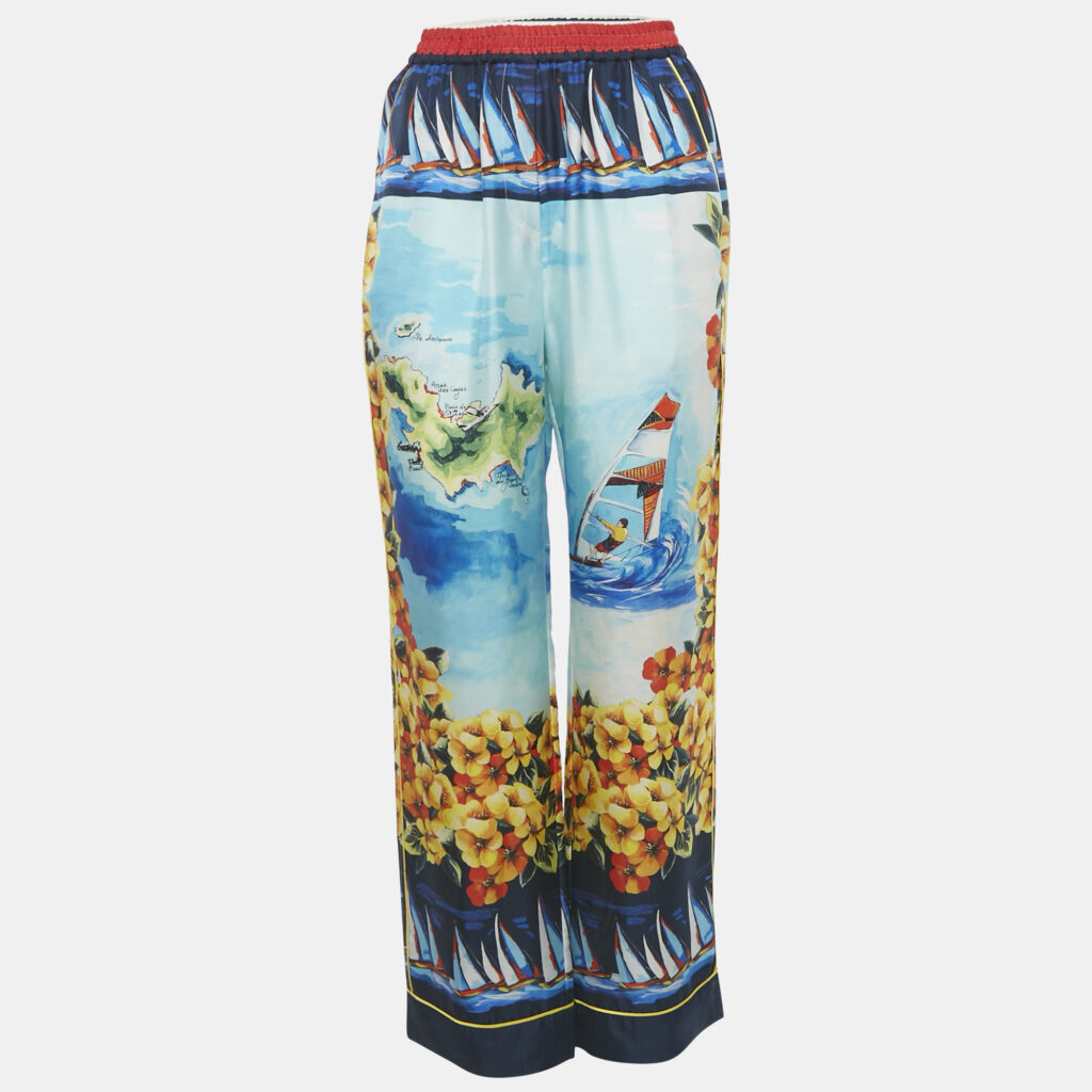 Dolce & Gabbana Multicolor Printed Silk Trousers S