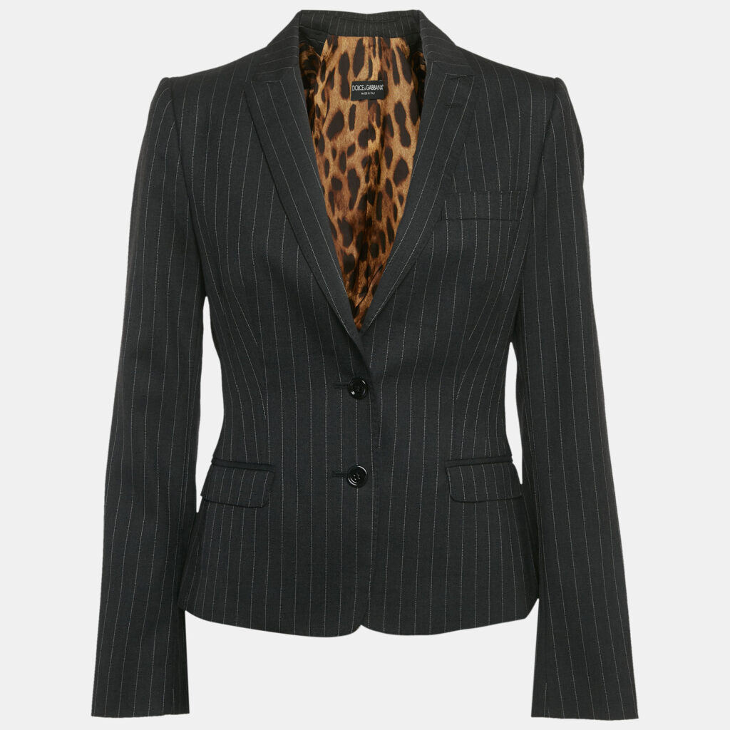 Dolce & Gabbana Grey Pinstripe Wool Tailored Blazer M Dolce & Gabbana Grey Pinstripe Wool Tailored Blazer M