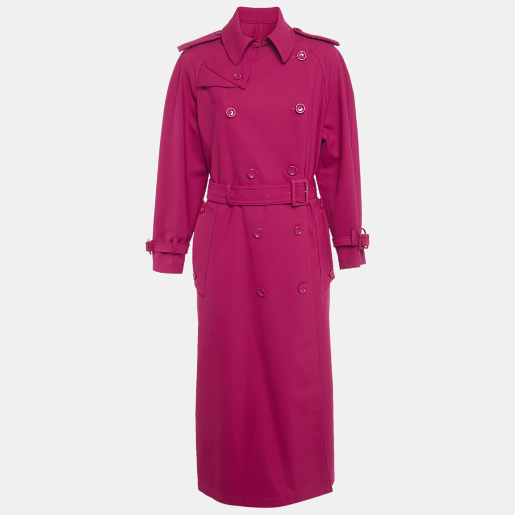 Dolce & Gabbana Pink Wool Blend Double Breasted Long Trench Coat XS Dolce & Gabbana Pink Wool Blend Double Breasted Long Trench Coat XS