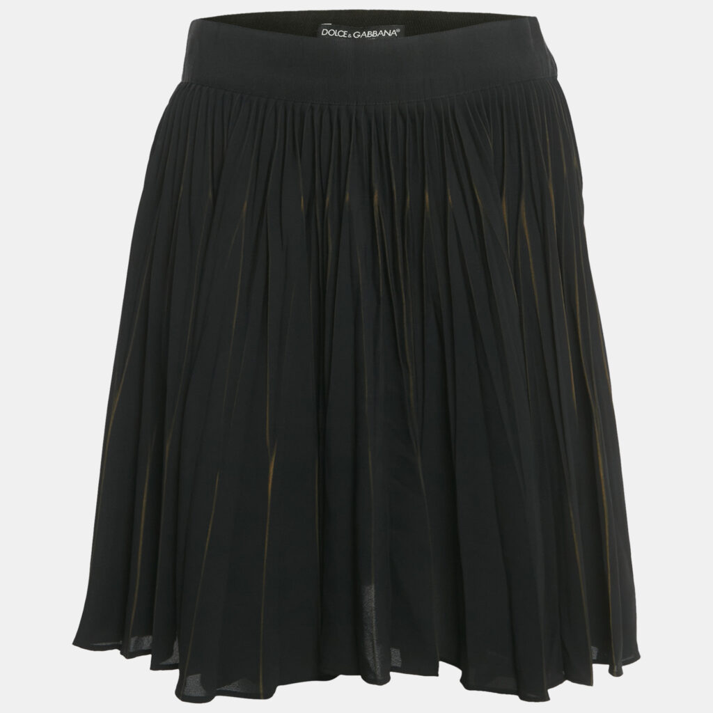 Dolce & Gabbana Black Crepe Pleated Mini Skirt M
