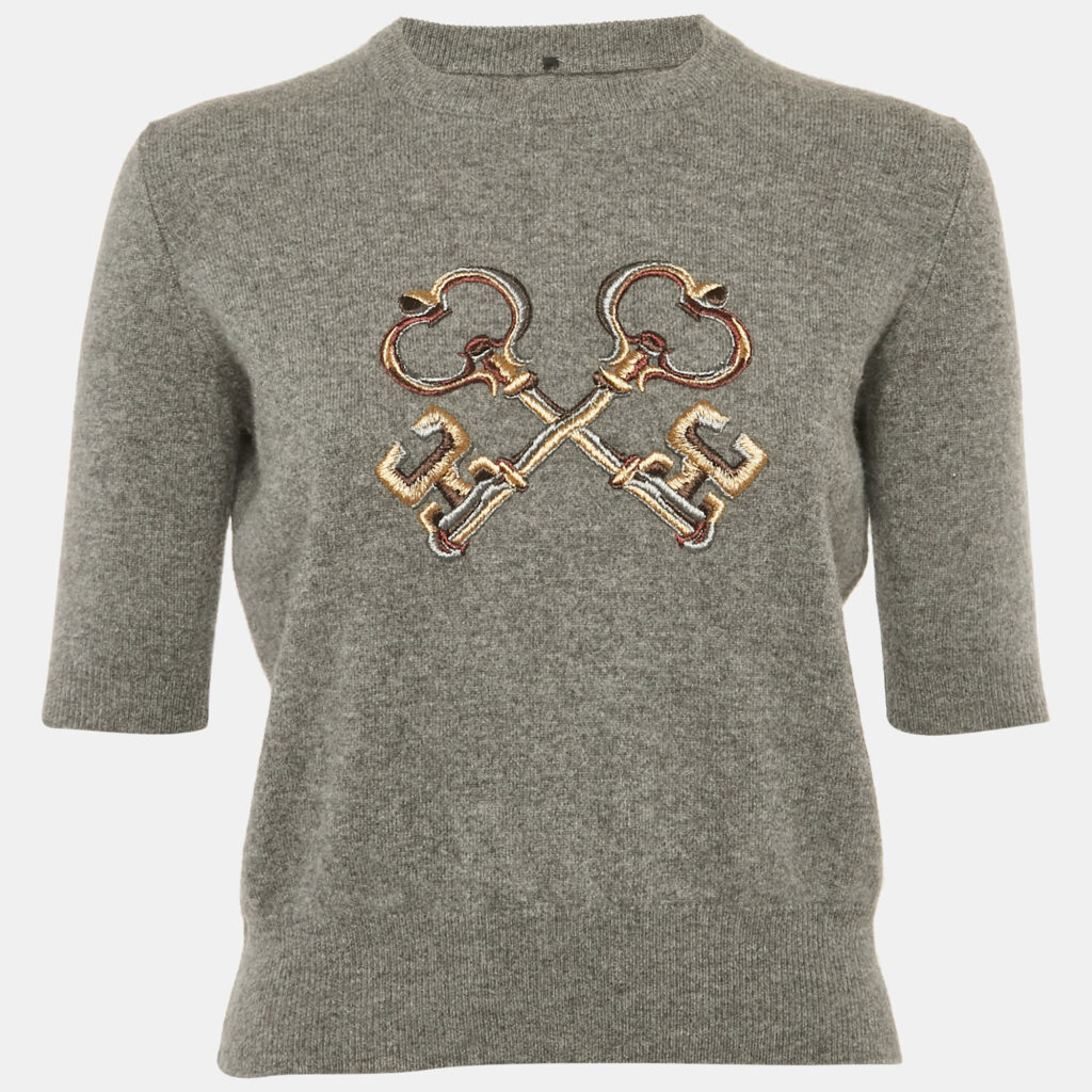 Dolce & Gabbana Grey Embroidered Cashmere Sweater S Dolce & Gabbana Grey Embroidered Cashmere Sweater S