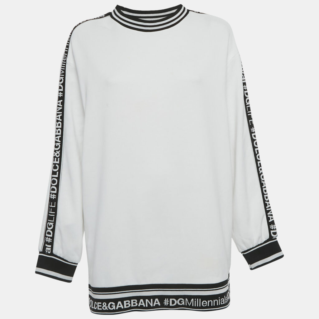 Dolce & Gabbana White Band Logo Cotton Sweatshirt M Dolce & Gabbana White Band Logo Cotton Sweatshirt M