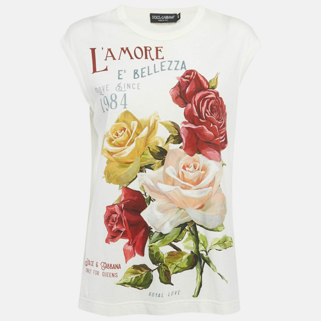 Dolce & Gabbana White L'amore Print Cotton Sleeveless T-Shirt S Dolce & Gabbana White L'amore Print Cotton Sleeveless T-Shirt S