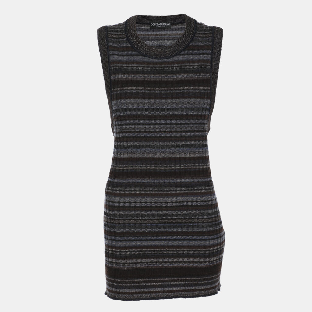 Dolce & Gabbana Multicolor Rib Knit Sleeveless Tops XL