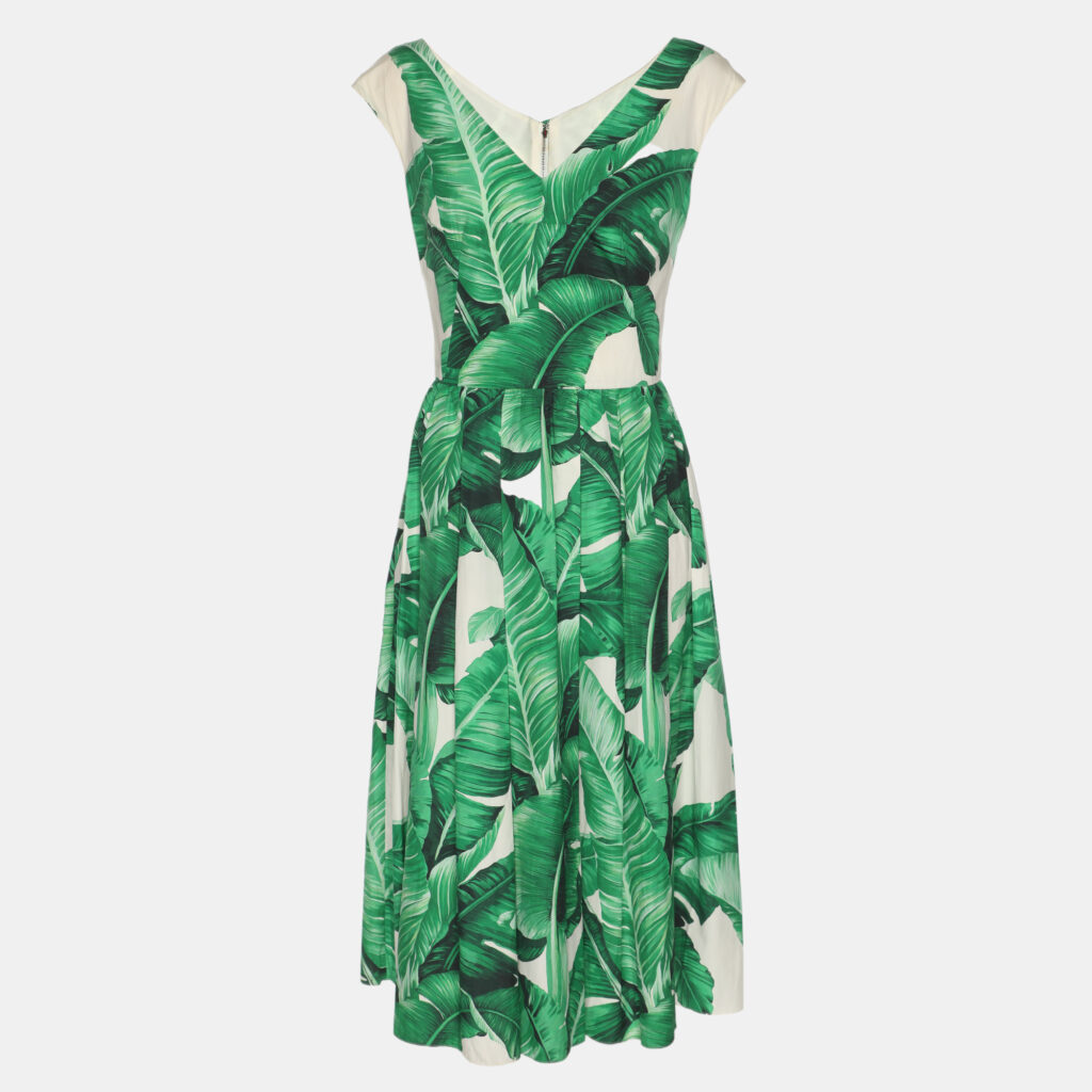 Dolce & Gabbana Banana Leaf Print Cotton Poplin Dress M Dolce & Gabbana Banana Leaf Print Cotton Poplin Dress M