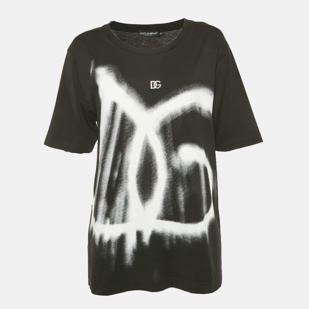 Dolce & Gabbana Black Graffiti Logo Oversized T-Shirt XS Dolce & Gabbana Black Graffiti Logo Oversized T-Shirt XS