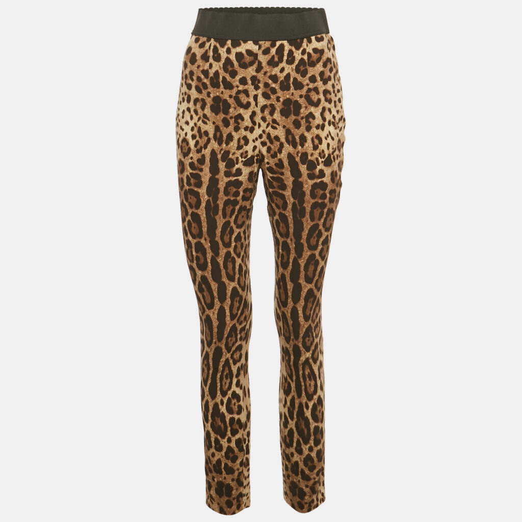 Dolce & Gabbana Brown Animal Printed Silk Pants S Dolce & Gabbana Brown Animal Printed Silk Pants S