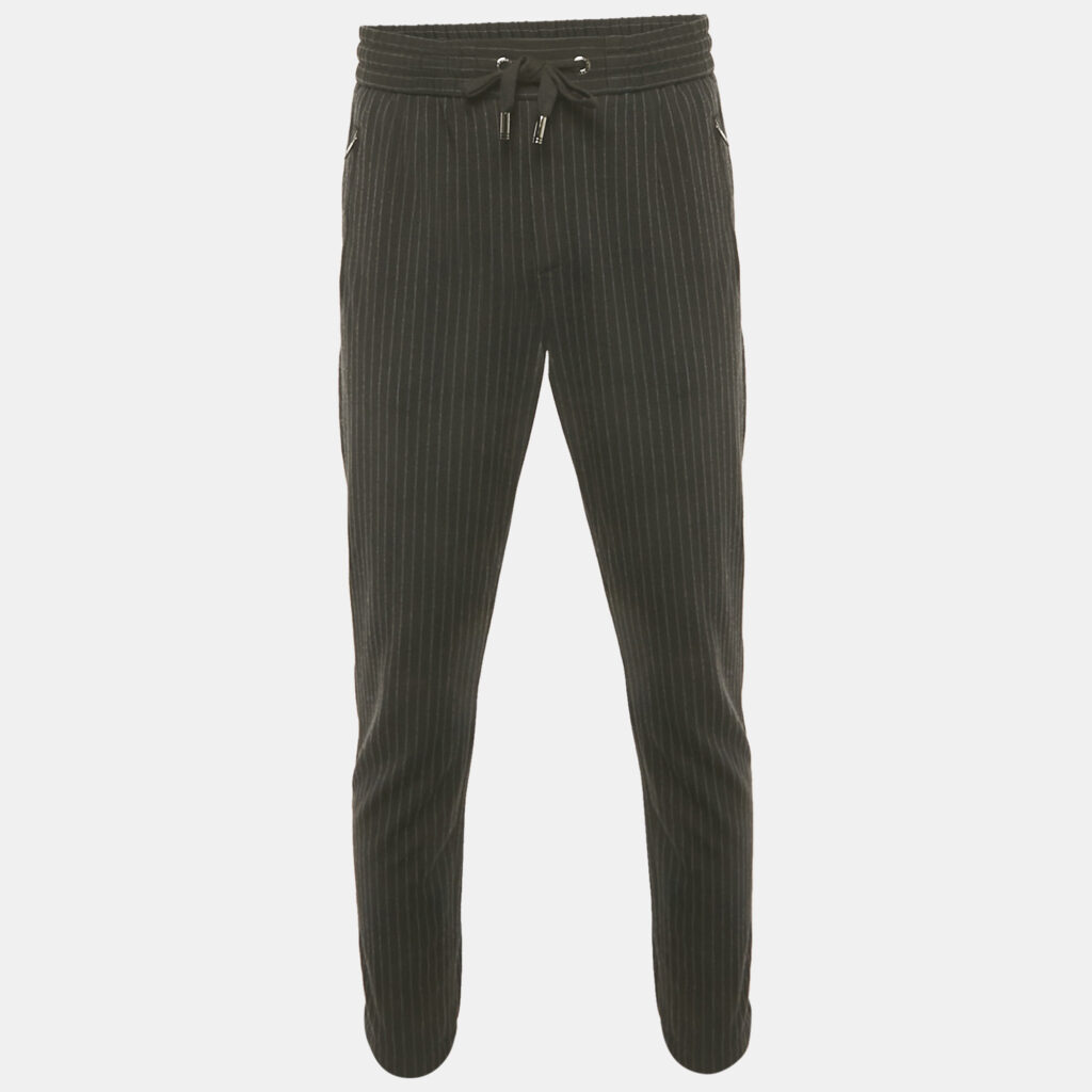 Dolce & Gabbana Black Pinstripe Jersey Jogger Pants L